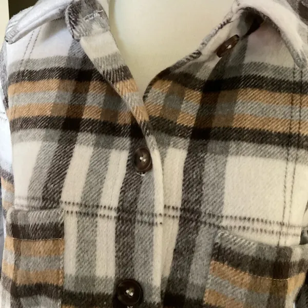 Melloday Plaid Flannel Shirt Jacket‎ Size Large - Image 5