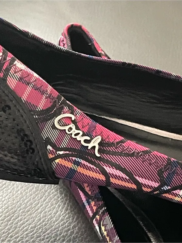 Coach Womens Poppy Tartan Sequin Shoes Ballet Style Flats SZ 7B A2788 - Image 6