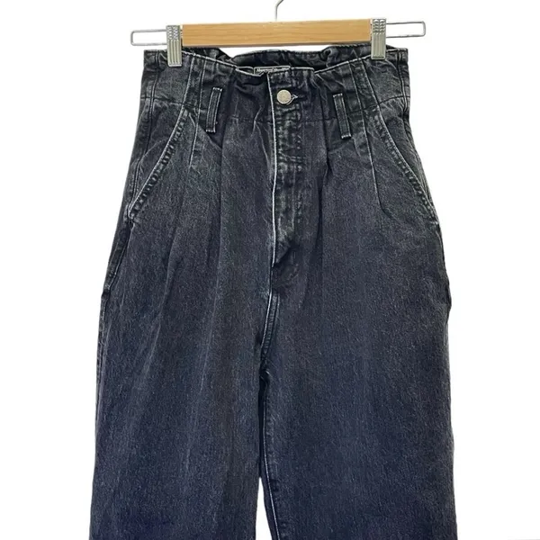 Abercrombie & Fitch Mom Jeans Size 26 / 2 Black Stonewash Paperbag High Rise - Image 4