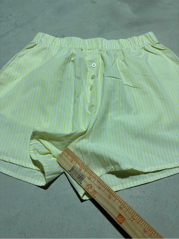 Daily drills Light Yellow Striped Women's cotton boxer Shorts M/L - Image 6