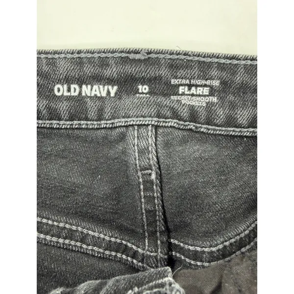 Old Navy Extra High-Rise Flare Jeans Washed Black Tall 10 S/509320-00 - Image 3