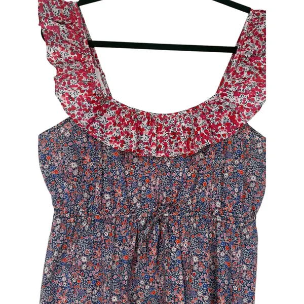 J.Crew Womens Liberty‎ Floral Mixed Print Tiered Ruffle Midi Dress Size Large - Image 6