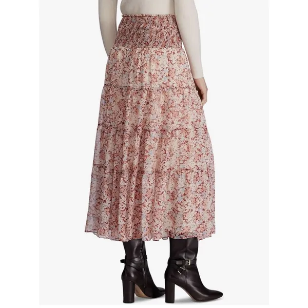 PETITE New Lauren Ralph Lauren Women's Zahra Floral Ruffled Boho Skirt Size 8P - Image 3