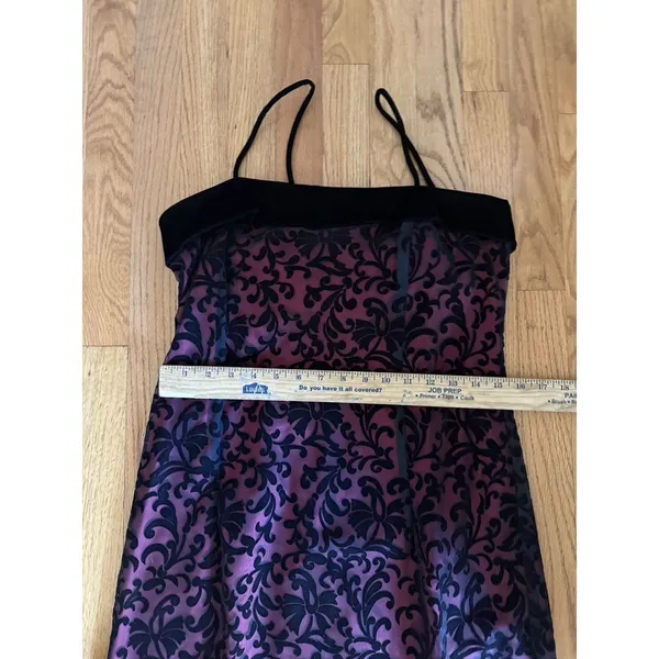 Vtg dress size 10 burnout velvet whimsigoth dark‎ romantic vamp Red Black Hoco - Image 9