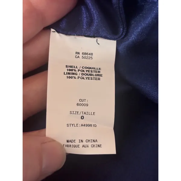 ABS by Allen Schwartz Navy Blue Strapless Satin Cocktail Dress Size 0 Prom HOCO‎ - Image 7