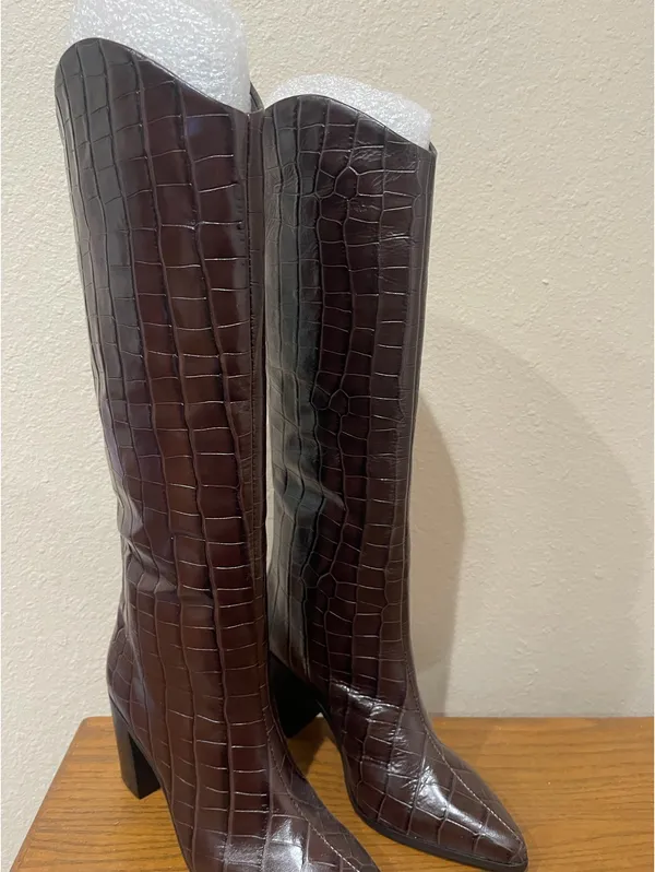 Schutz Women’s Brown Croc Boots - Size 7B - Image 7