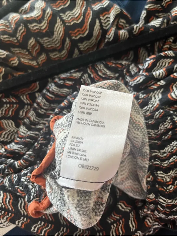 Anthropologie Black Orange Printed Harem Jogger Pants XS Smock Waist Travel - Image 8