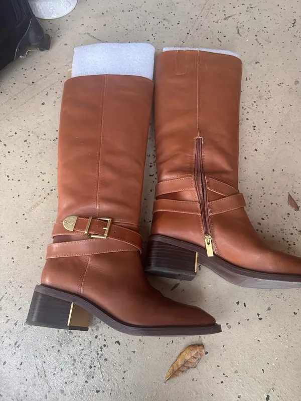 Vince Camuto Tan Riding Boots Leather Straps 10M - Image 5