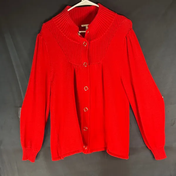 Requirements Vibrant Red Women's Cardigan Sweater - Image 3