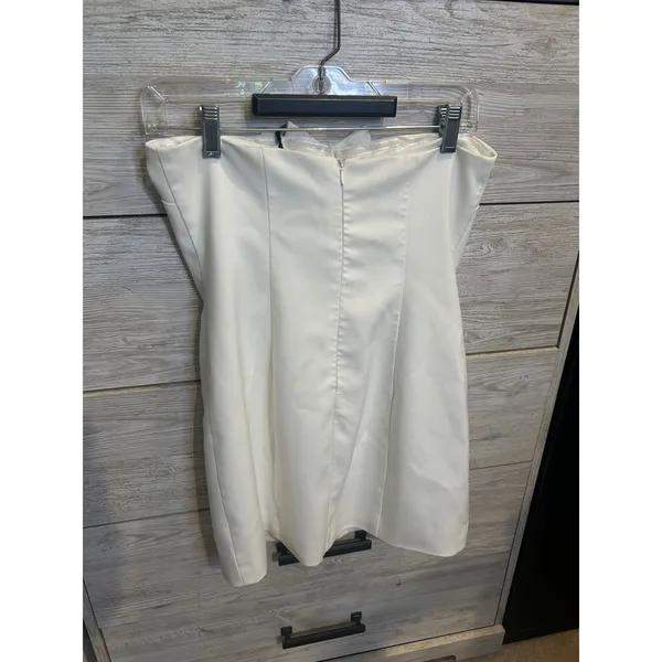 Nasty Gal Premium Tailored Bandeau Mini Dress White Strapless BGG21029 Size 6 - Image 4