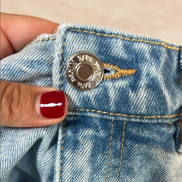 Zara Blue Jean Shorts High-Waisted Distressed Size 2 - Image 7