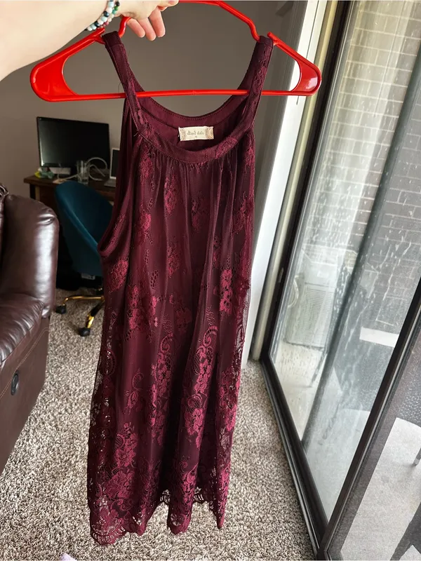 Altar'd State Maroon Lace Mini Dress - Image 2