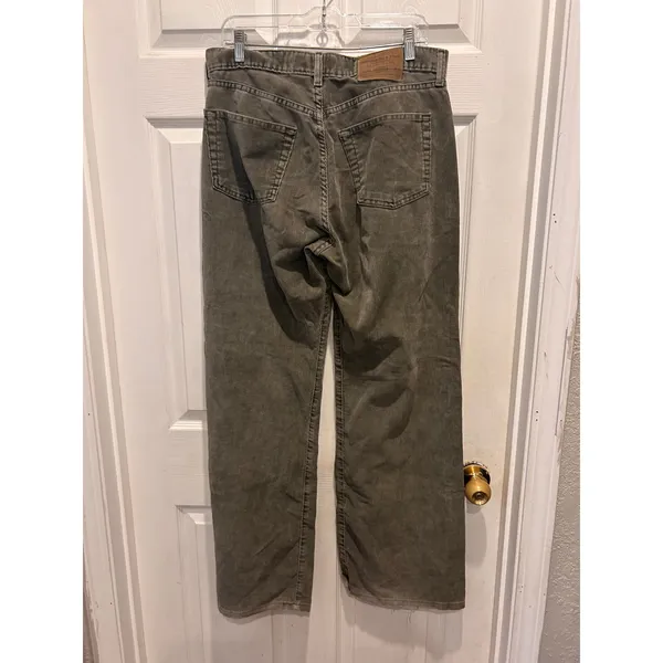 VTG‎ Abercrombie & Fitch Wide Leg Corduroy Pants Olive Green Wmns 12 Made in USA - Image 4