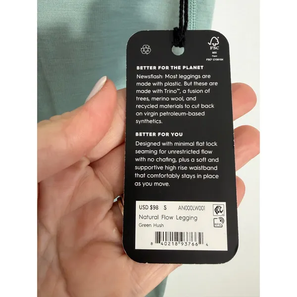 Allbirds Natural Flow Leggings Green Hush NWT size small $98 - Image 3