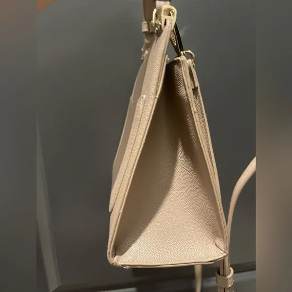 Beige Grain Pu Leather Crossbody Purse - Image 6