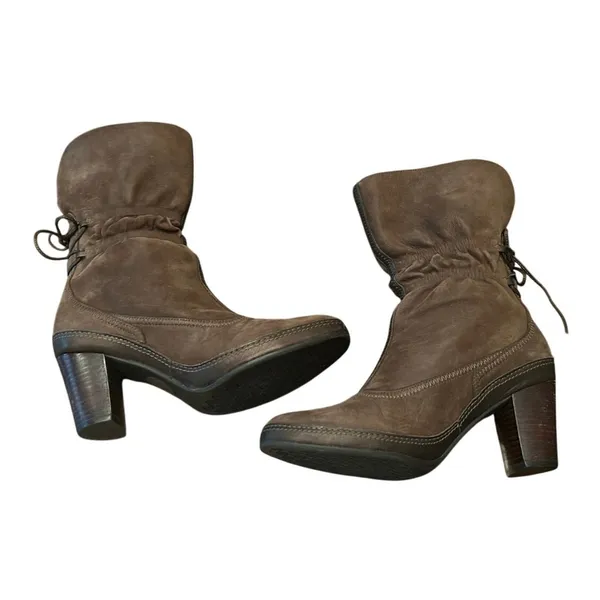 Clarks Artisan Boots Women 7M Brown Excellent Leather Lace Up Corset‎ Block Heel - Image 2
