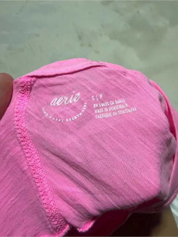 aerie Bright Pink Oversized Crew Tee small - Image 6