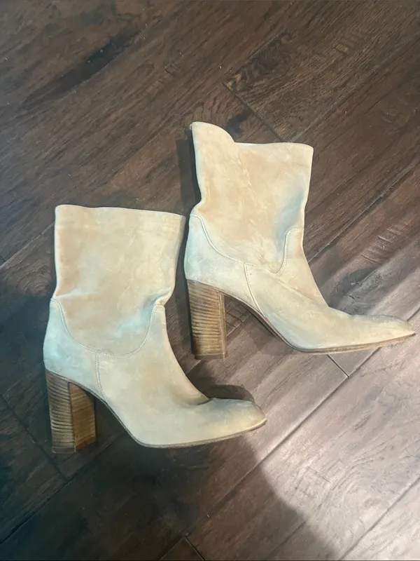 Free People Tan Soft Suede Heeled Boots 9 Made in Italy GUC - Image 3