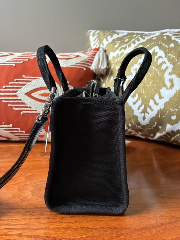 Coach Cargo Embroidered Tote Crossbody Bag 20, NWT, Black / Silver - Image 8