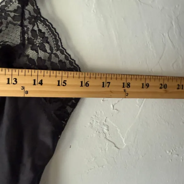 Vintage 70s Small Black Lace Slip Dress‎ Lingerie Nightgown Coquette Romantic - Image 5