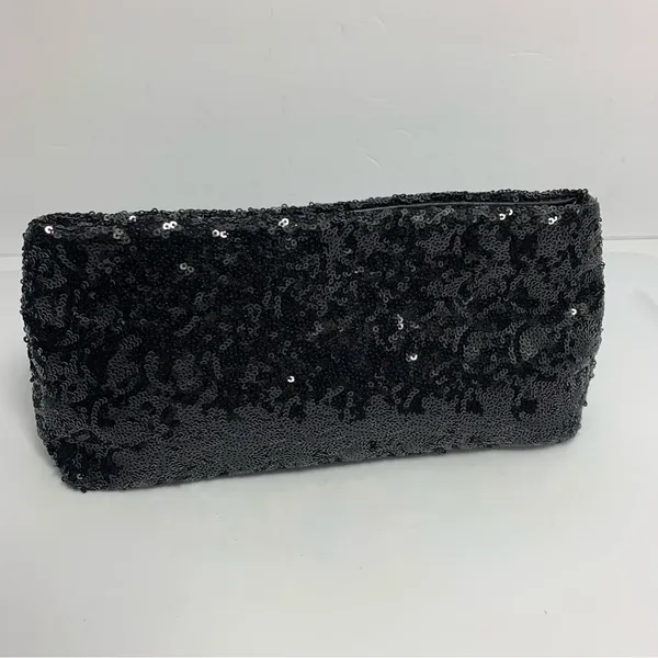 Victoria's Secret Clutch Handbag Sequence Black Snap Bag Make Up‎ Bag - Image 3