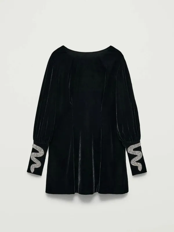 Zara THE ITEM Black Velvet Dress‎ size L - Image 3