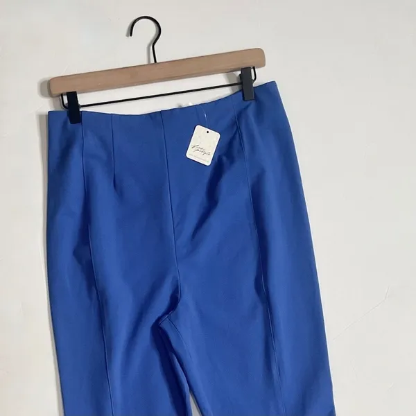 NWT! FREE PEOPLE Real Deal Split Flare Pants Blue High Rise Waist Stretch Medium - Image 4