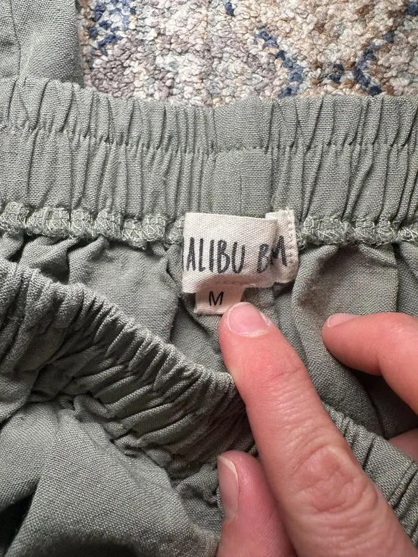Malibu BM Green Elastic Waist Casual Pants Size M - Image 2
