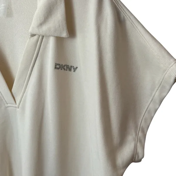 DKNY Ivory Collared Shirt‎ Dress Mini Athletic Athleisure Outdoors Comfort L - Image 4