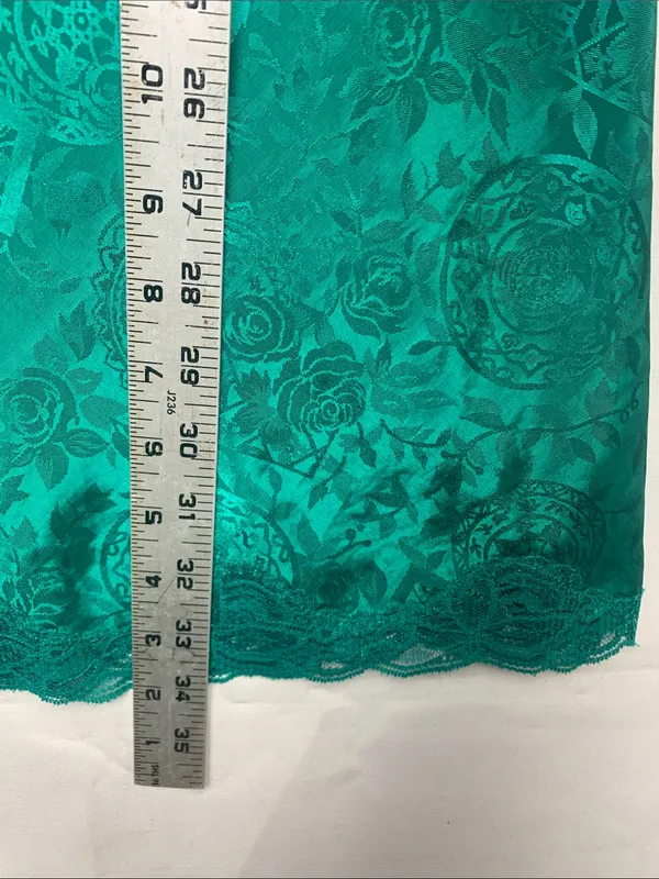 Victorias Secret size medium green paisley Lace Trim Teal Camisole Slip vintage - Image 6