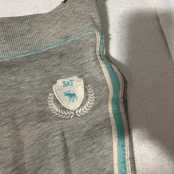 Abercrombie & Fitch Grey Flare Sweatpants Y2K Logo Side Stripe Low Rise XL - Image 2