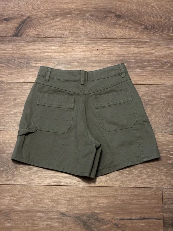 Forever 21 High-Waisted Army Green Utility Cargo Shorts - Small - Image 5