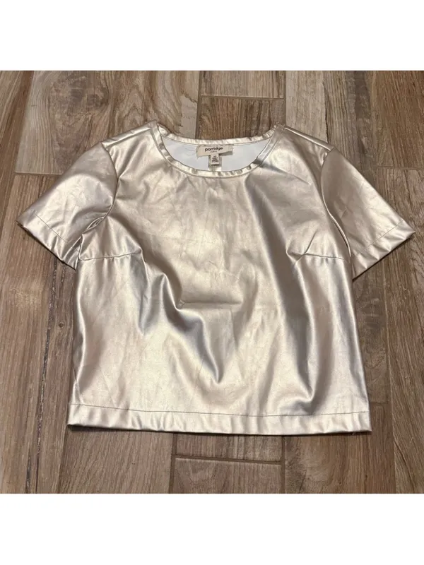Anthropologie Porridge Collin Faux Leather Short Sleeve Top - Image 2