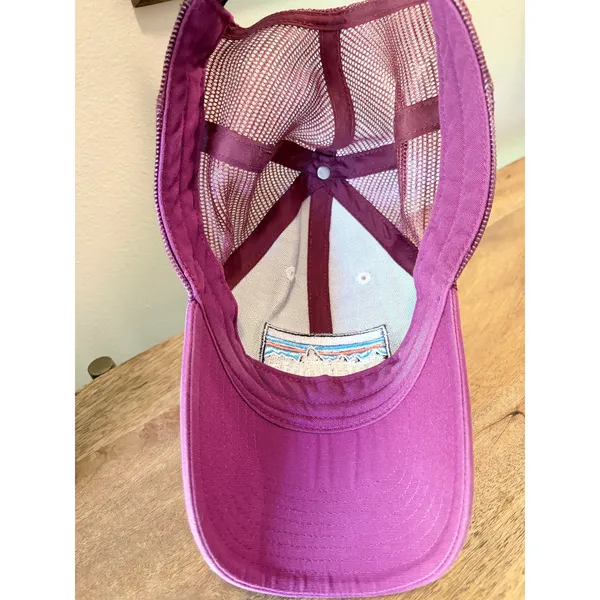 Patagonia P-6 Logo Trucker Hat Magenta Purple‎ White Mesh Snapback Cap - Image 4
