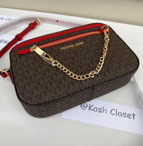 Michael Kors Jet Set Item Large EW Zip Chain Crossbody Bag -Flame - Image 6