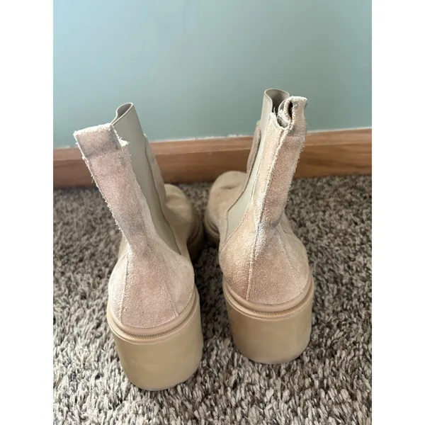 António De Faria Tara Suede Chelsea Ankle Boots Beige Women's US 8 EU 39 - Image 4