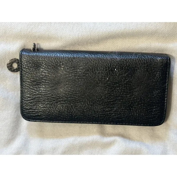 Skull Metal Wallet Wristlet Zip Around Many Slots Clean Inside Rock Biker - Image 5