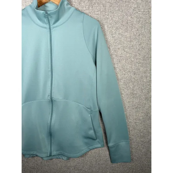 Layer 8 Medium Womens Zip Athletic‎ Top Long Sleeve Blue Golf Stretch Mock Neck - Image 3
