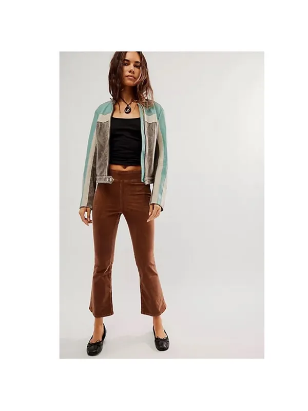 Free People In‎ My Feelings Cropped Bootcut Cord Pant in Chocolate Brown Size L - Image 3
