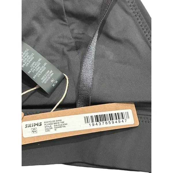 Skims PLUNGE BIKINI TOP SZ M in Gunmetal NWT - Image 5