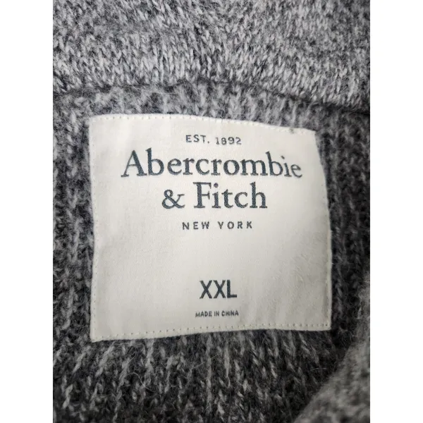 Soft! Abercrombie‎ & Fitch Knitted Wool Blend SWEATER Cable Hoodie Moose XXL - Image 5