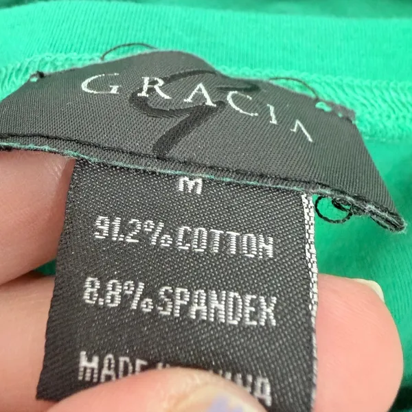 Gracia Green Side Knot‎ Midi Dress Cotton Stretch M Effortless - Image 4