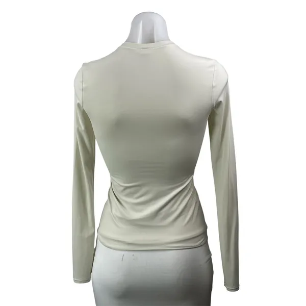 Lululemon Women's Beige Long Sleeve Mock Neck Slim Fitted T Shirt Tee Top XS - Image 3