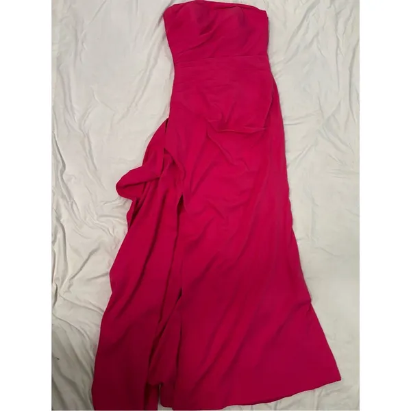 Source Unknown Strapless Fuchsia Ruffle-Detail Evening Gown - Image 3