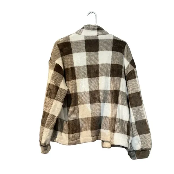 SHEIN Plaid Flap Pocket Drop‎ Shoulder Coat/Shacket Size Large - Image 4