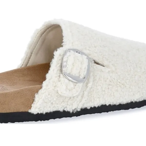 TIME and TRU Womens Clog Faux Beige Fur Size 9 Comfort Insole New - Image 2