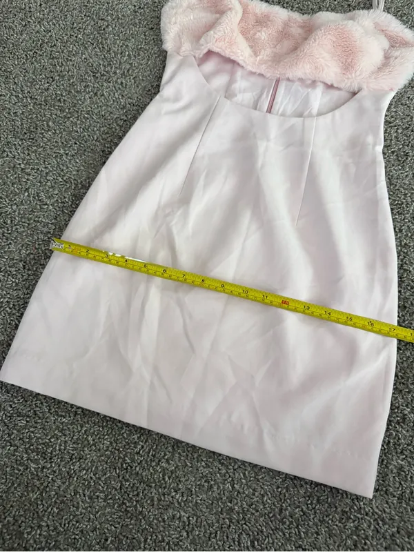 Naked Wardrobe Baby Pink Faux Fur Trim Bodycon Mini Dress Y2K - Image 9