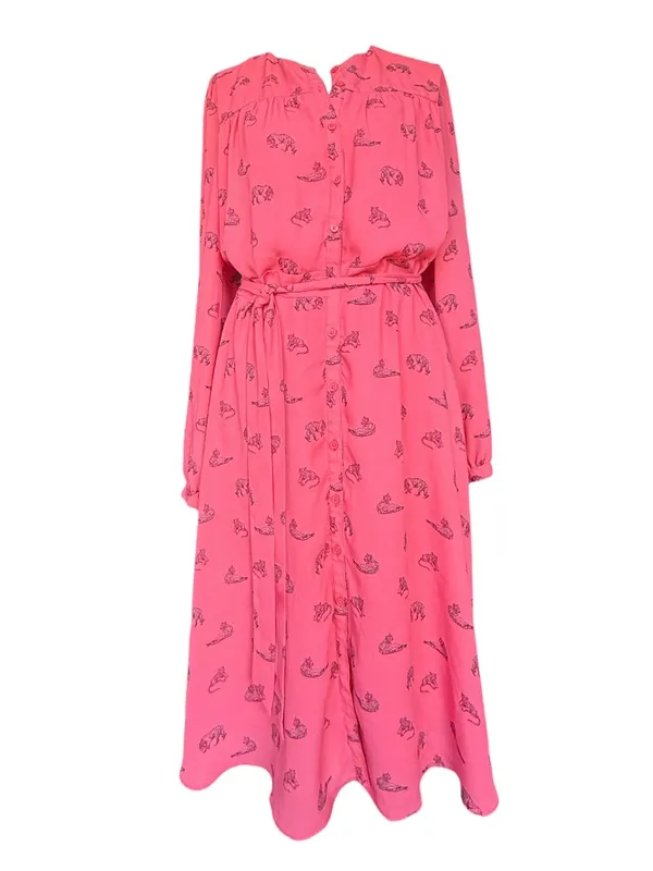 Banana Republic Factory Tiger Print Long Sleeve Button Down Dress Sz 10‎ - Image 4