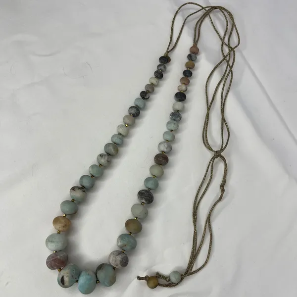 Amazonite Stone Multi Beaded Adjustable Cord Necklace OS Bohemian Boho Colorful - Image 2