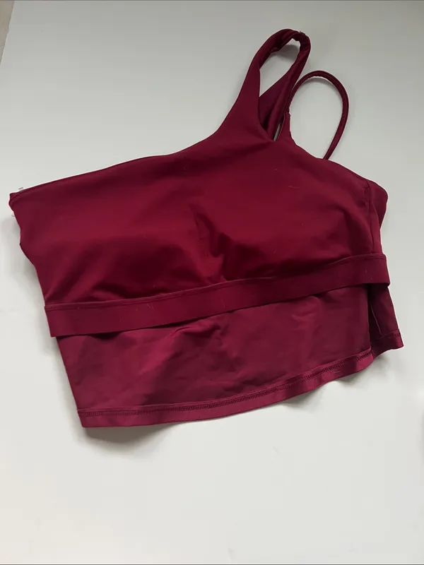 Old Navy One-Shoulder Sports Crop Top - Wine/Burgundy - Image 5